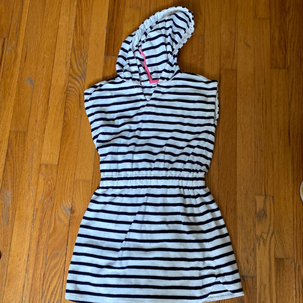 Hooded striped terry cloth bathing suit cover up/ dress size medium by Gap
